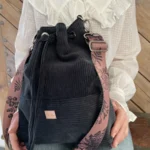 Damska torebka sztruksowa worek - BOTANICA - DOG AHEAD